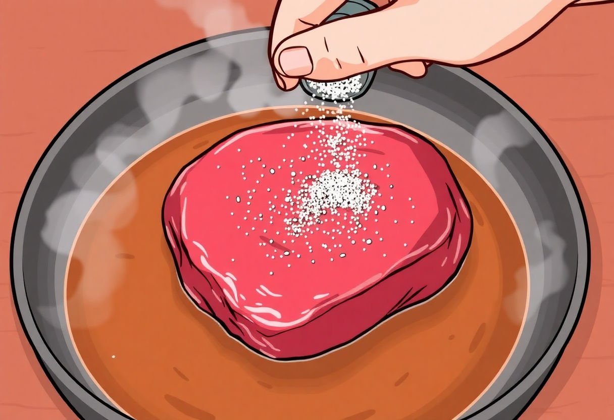 Assaisonnement d'un rôti de bœuf avant cuisson