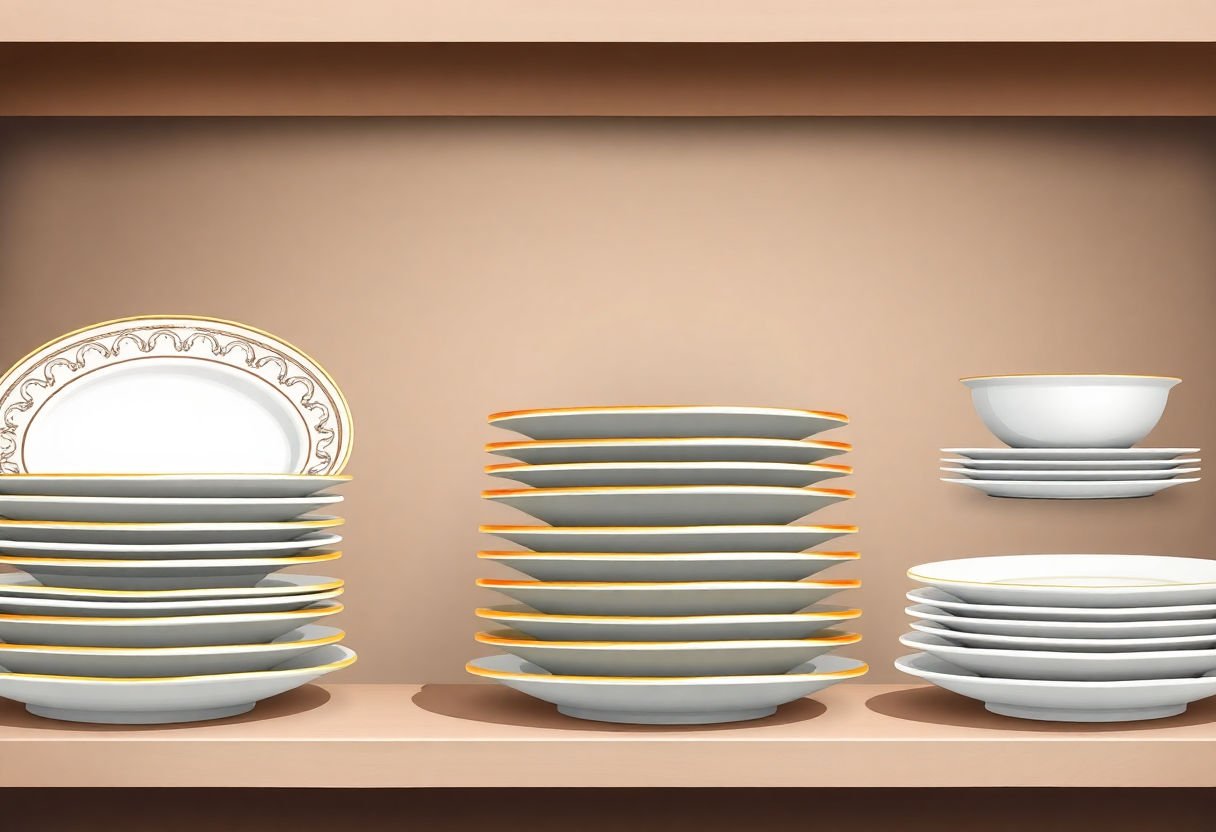 Assiettes élégantes empilées sur une étagère