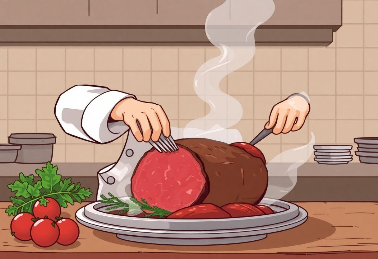Chef préparant du rosbeef
