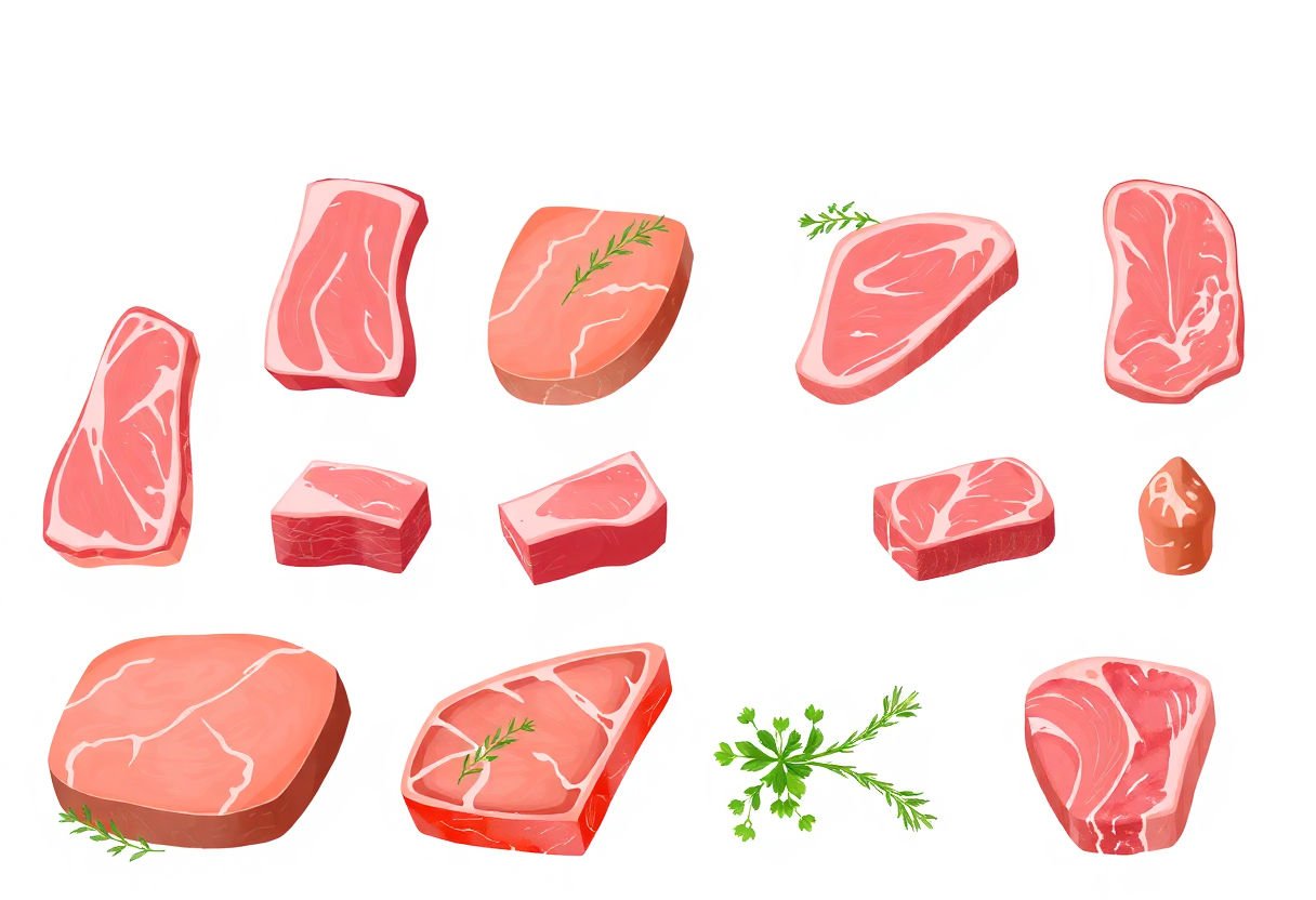 Sélection de morceaux de boeuf frais.