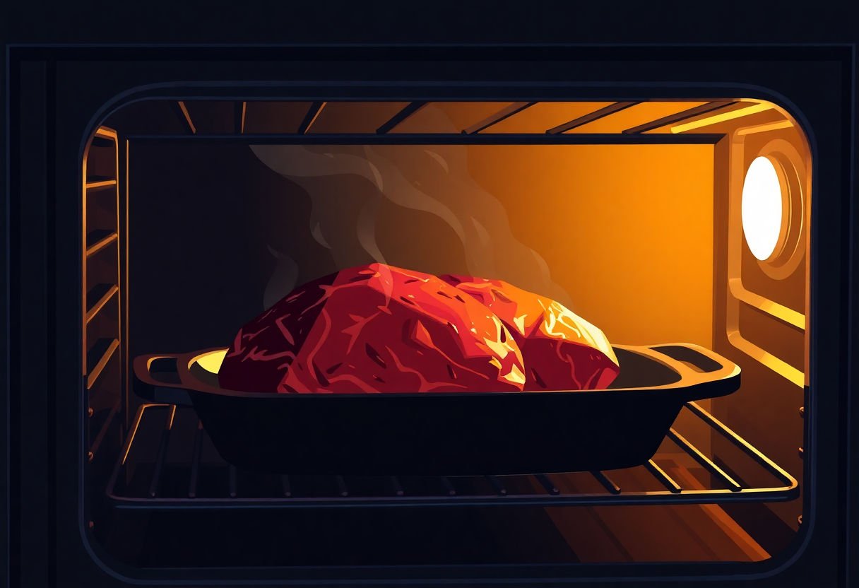 Rosbeef en cours de cuisson au four.