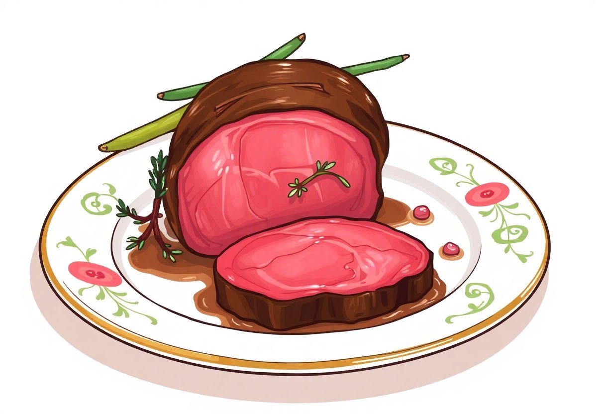 Rosbeef décoré sur une belle assiette.