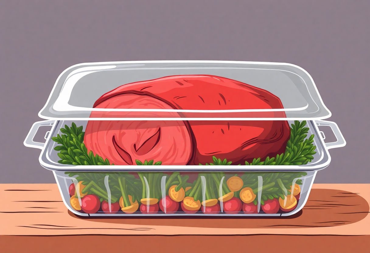 Rosbeef conservé avec soin dans un récipient hermétique.
