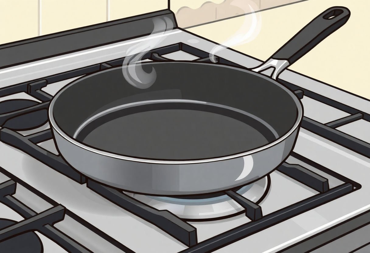Poêle antiadhésive sur une cuisinière