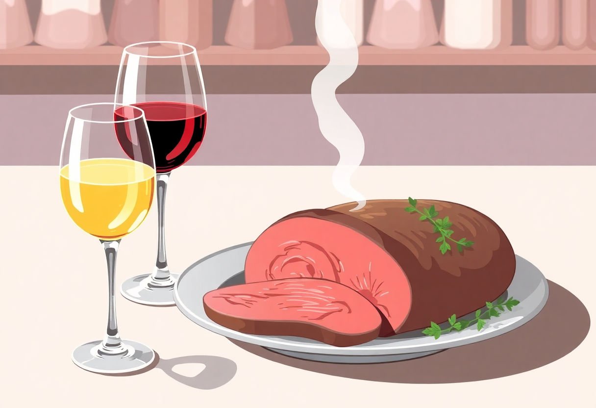 Verre de vin avec rosbeef