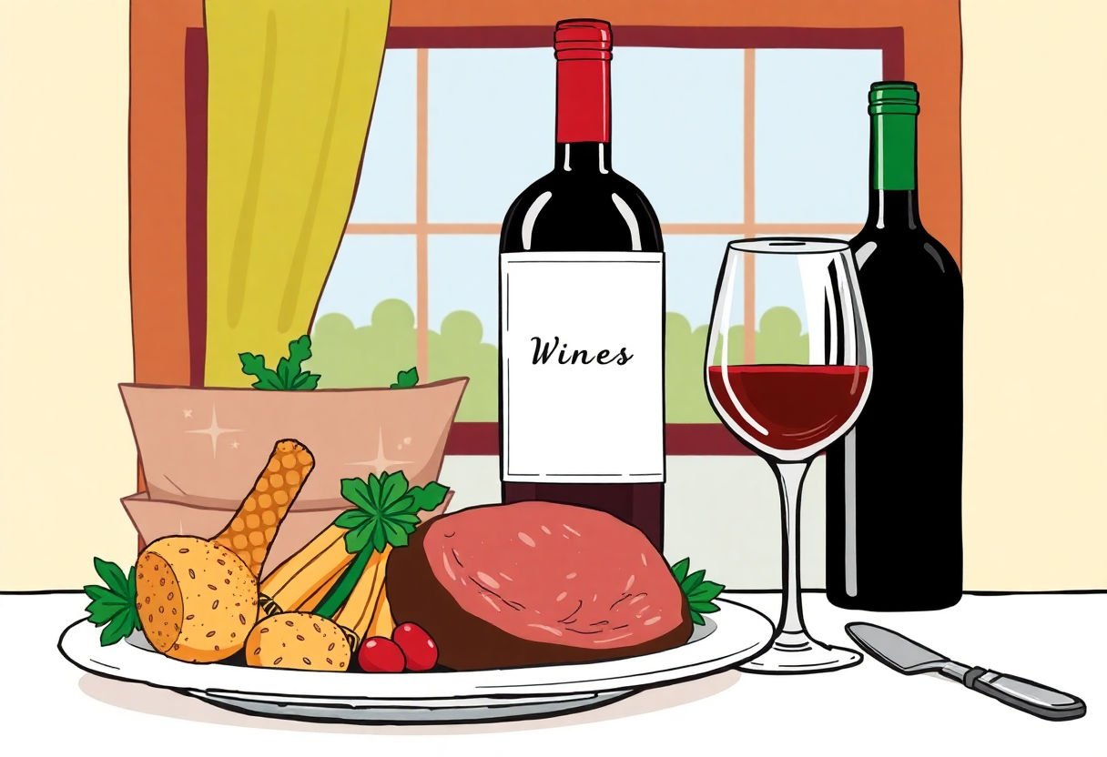 Vin servi avec un repas de rosbeef
