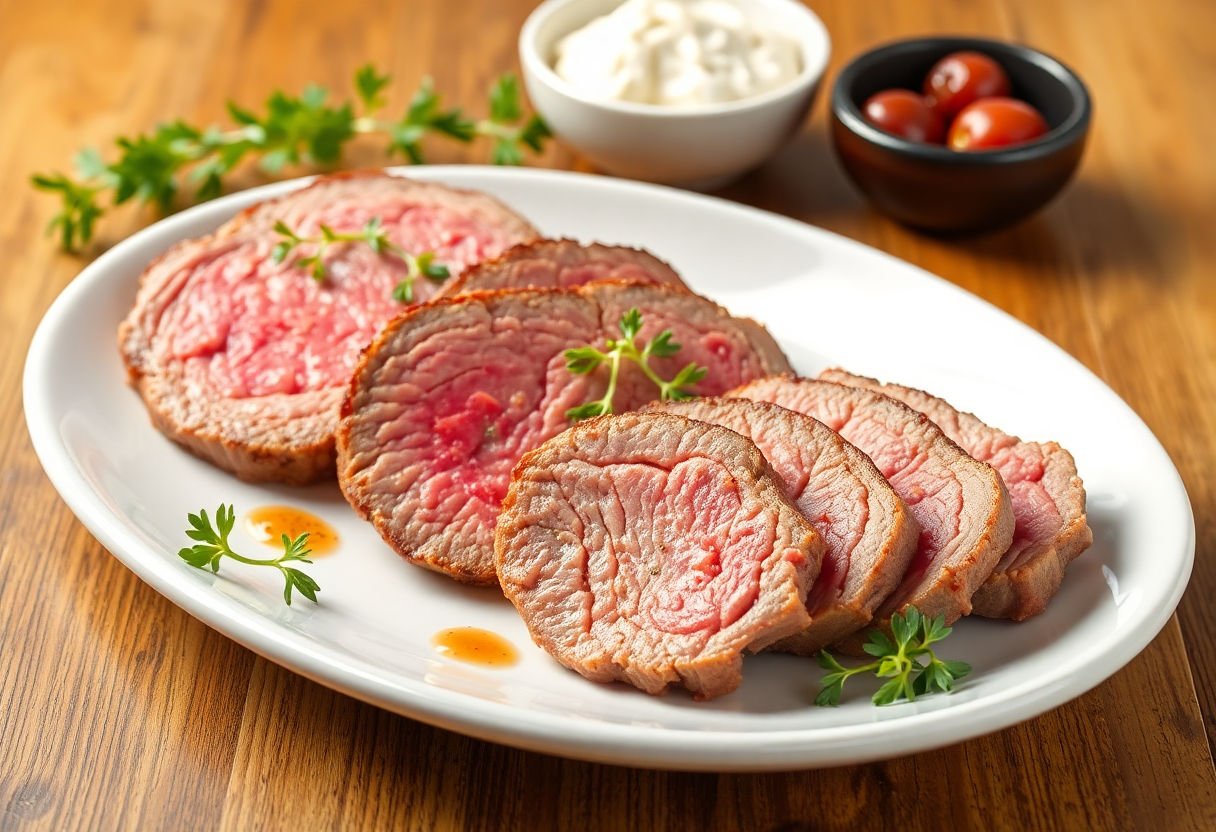 Tranches de rosbeef avec garniture