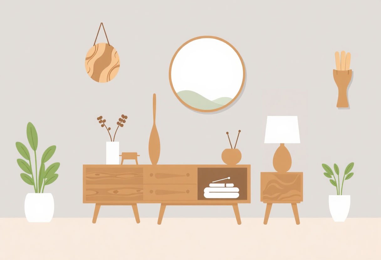 Intégration des accessoires en bois dans le décor
