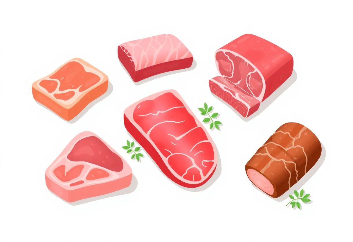 Sélection de différentes coupes de boeuf