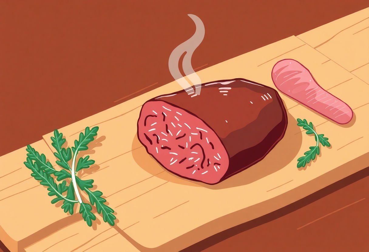 Rosbeef reposant sur une planche à découper