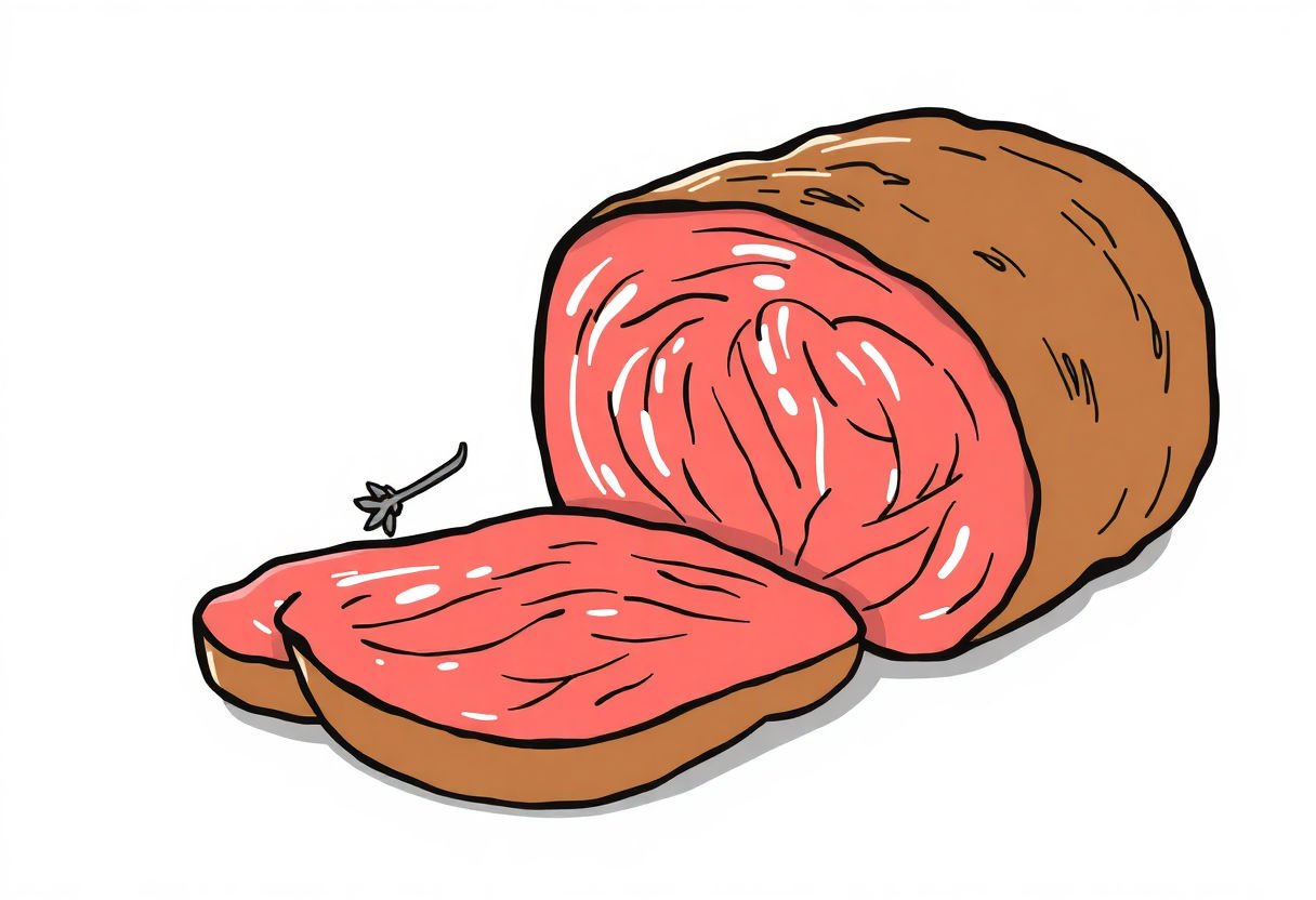 Rôti de boeuf juteux tranché