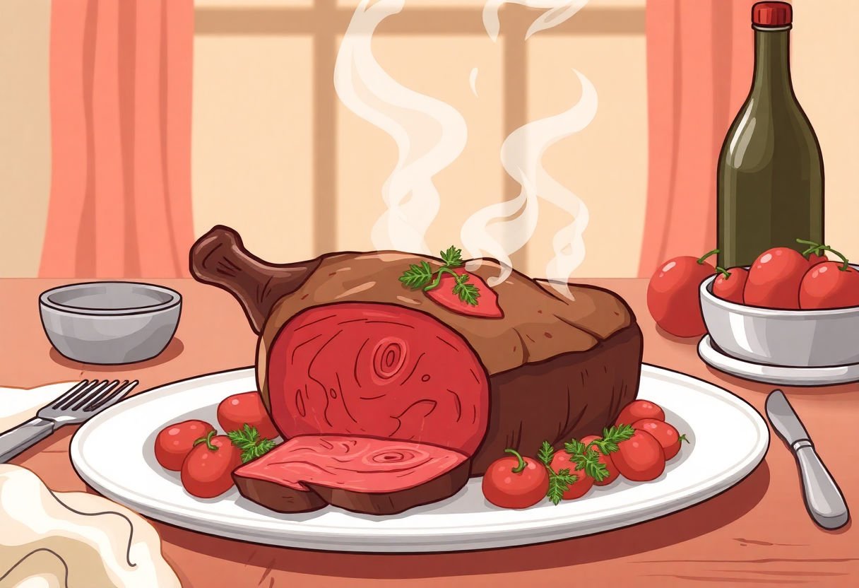 Rosbeef présenté magnifiquement sur une table
